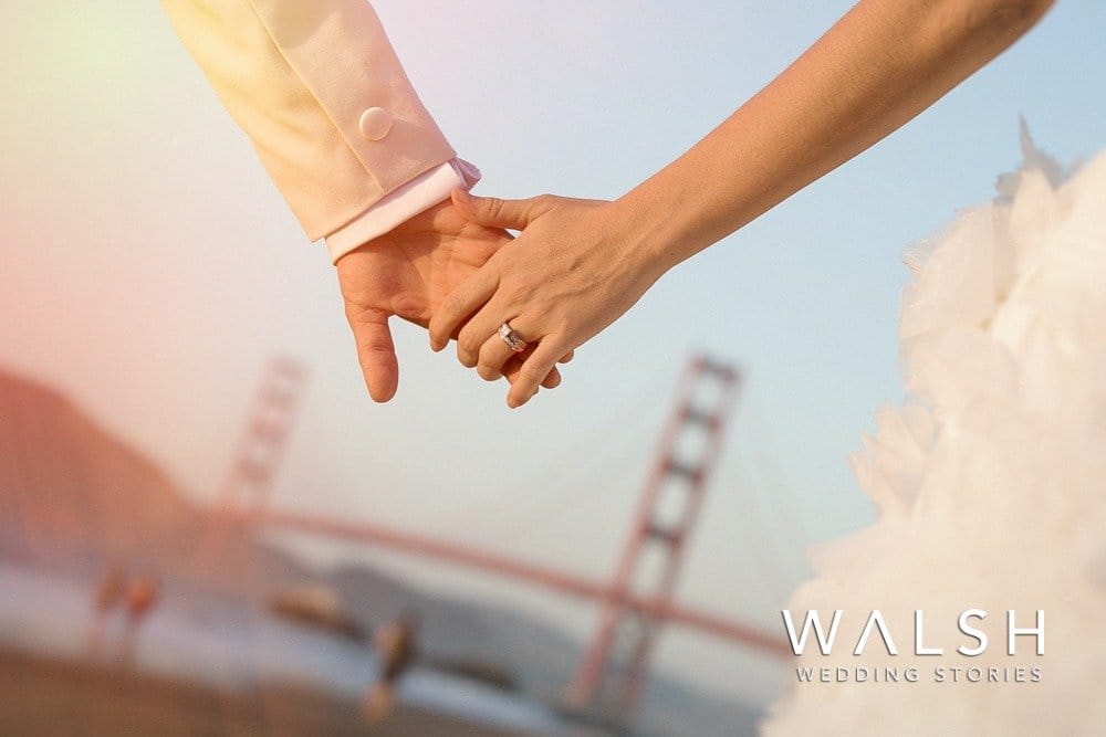 Wedding photographers at Baker Beach and golden gate bridge San Francisco