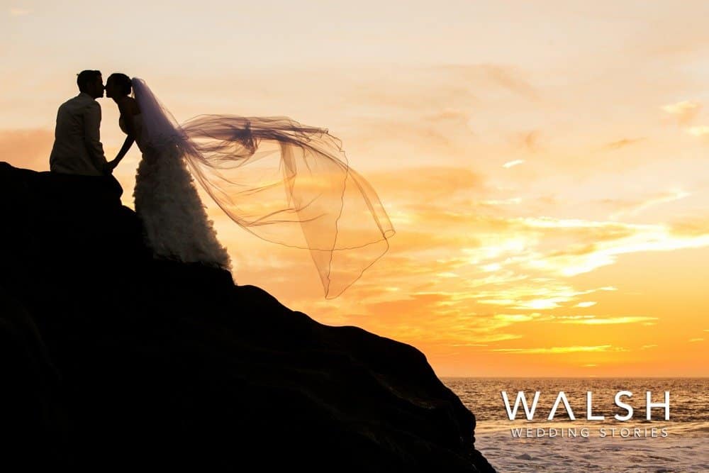 wedding photos at sunset in san francisco beach
