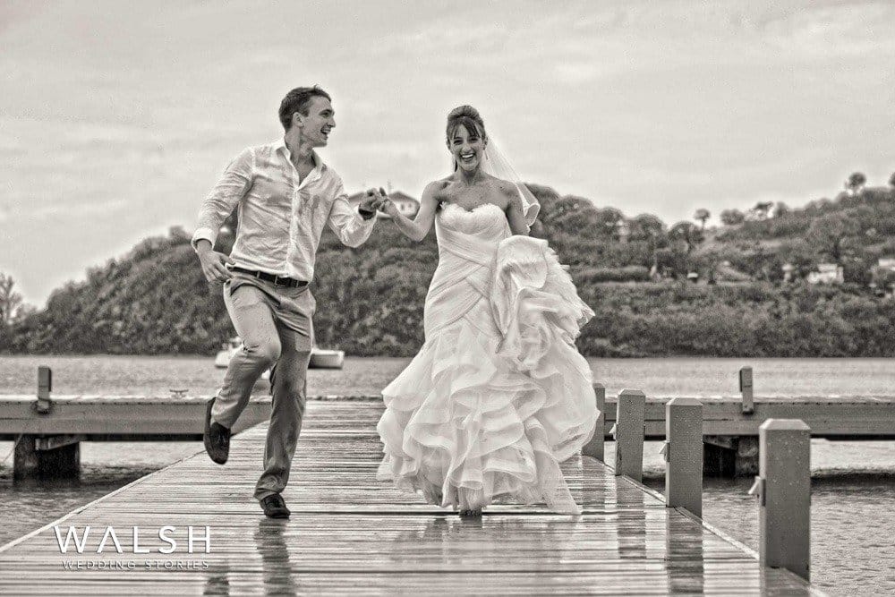 Bride with her dress at Carlisle Bay Antigua