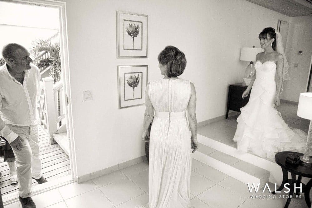 Bride with her dress at Carlisle Bay Antigua