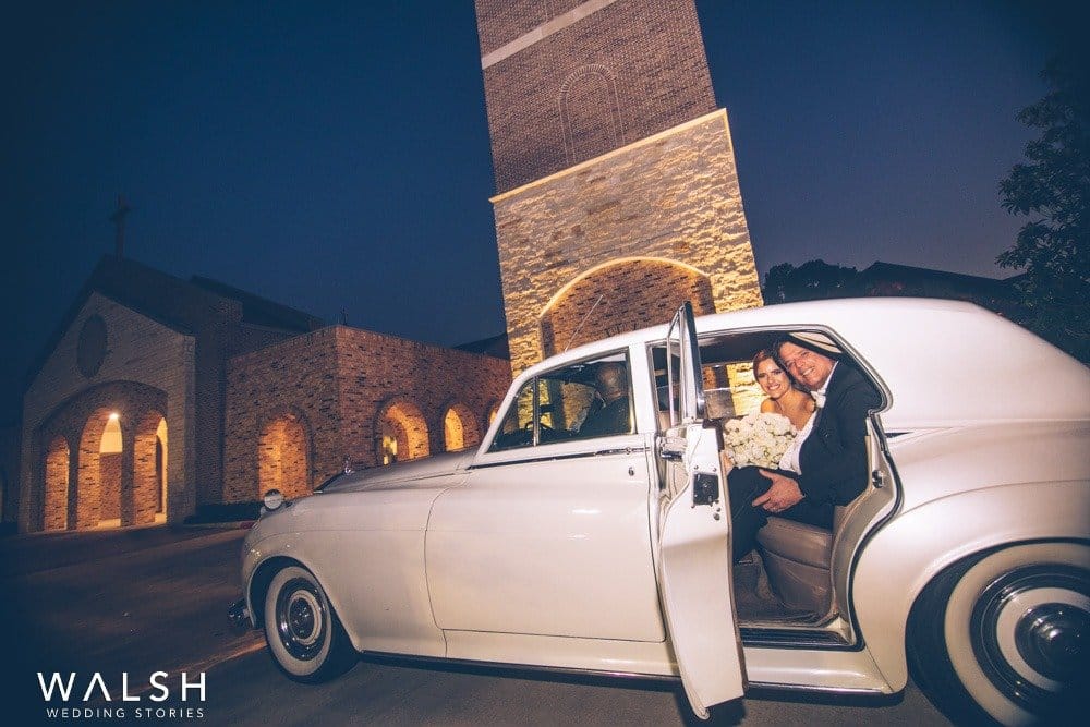 bride and dad getting to church