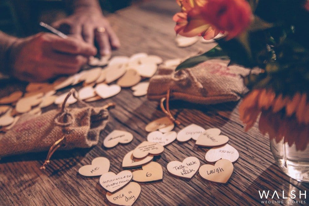 table with notes at wedding in Houston