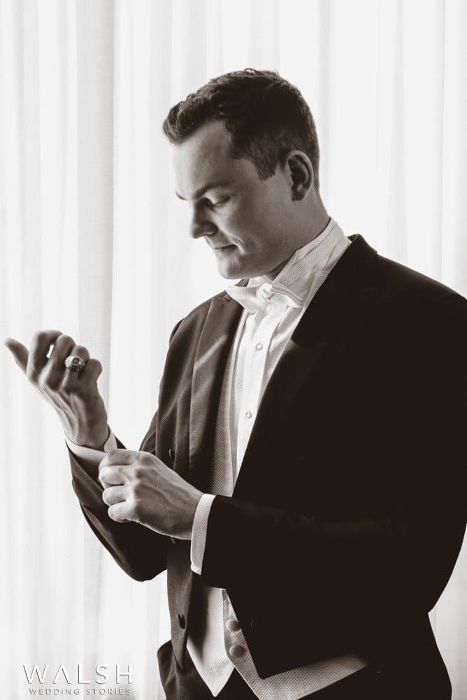 groom getting ready at houston wedding